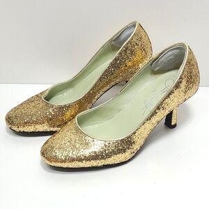 Shoes of Prey Bridal Gold Glitter Pumps Size 35‎